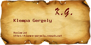 Klempa Gergely névjegykártya